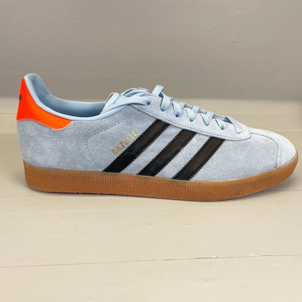 Adidas Originals Gazelle Shoes Mens Size 10.5 Blue Suede Gum Sole Sneakers